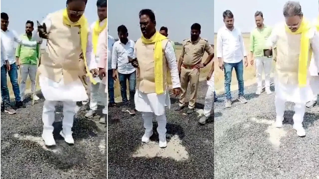 OP Rajbhar's aide lambasts contractor for substandard road in a viral video