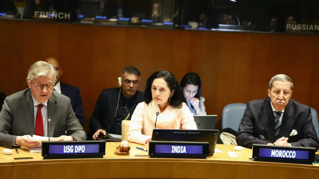 India's UN envoy Ruchira Kamboj at a high-level meeting of the India-led 'Group of Friends' (GOF) on Tuesday.