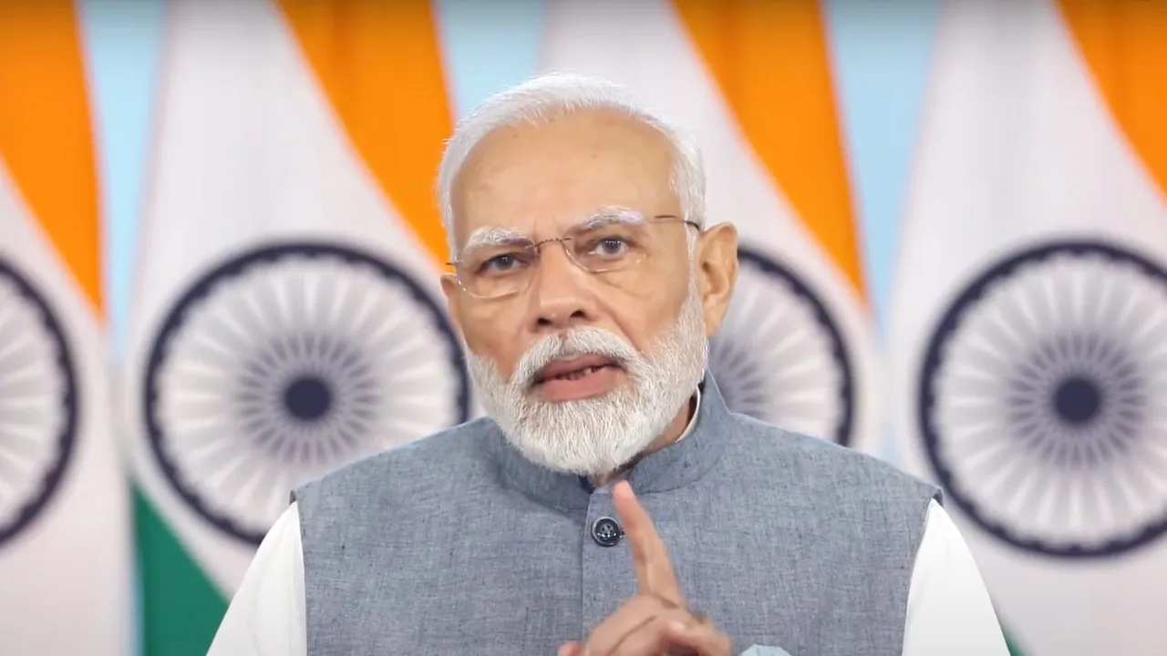 Prime Minister Narendra Modi digitally addresses the flagging off ceremony of ferry services between India and Sri Lanka