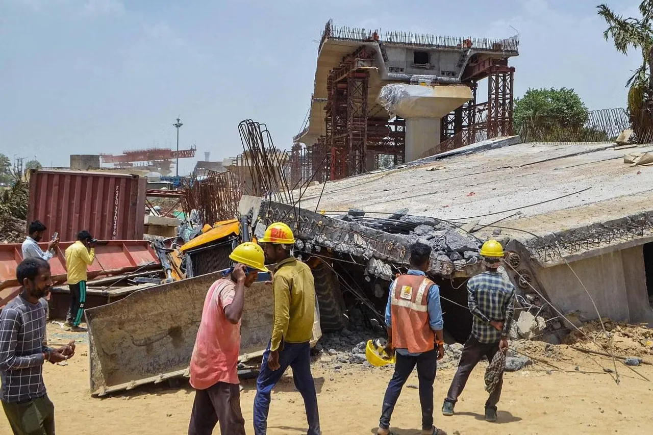 Excavator operator dead as portion of flyover under construction collapses in Delhi