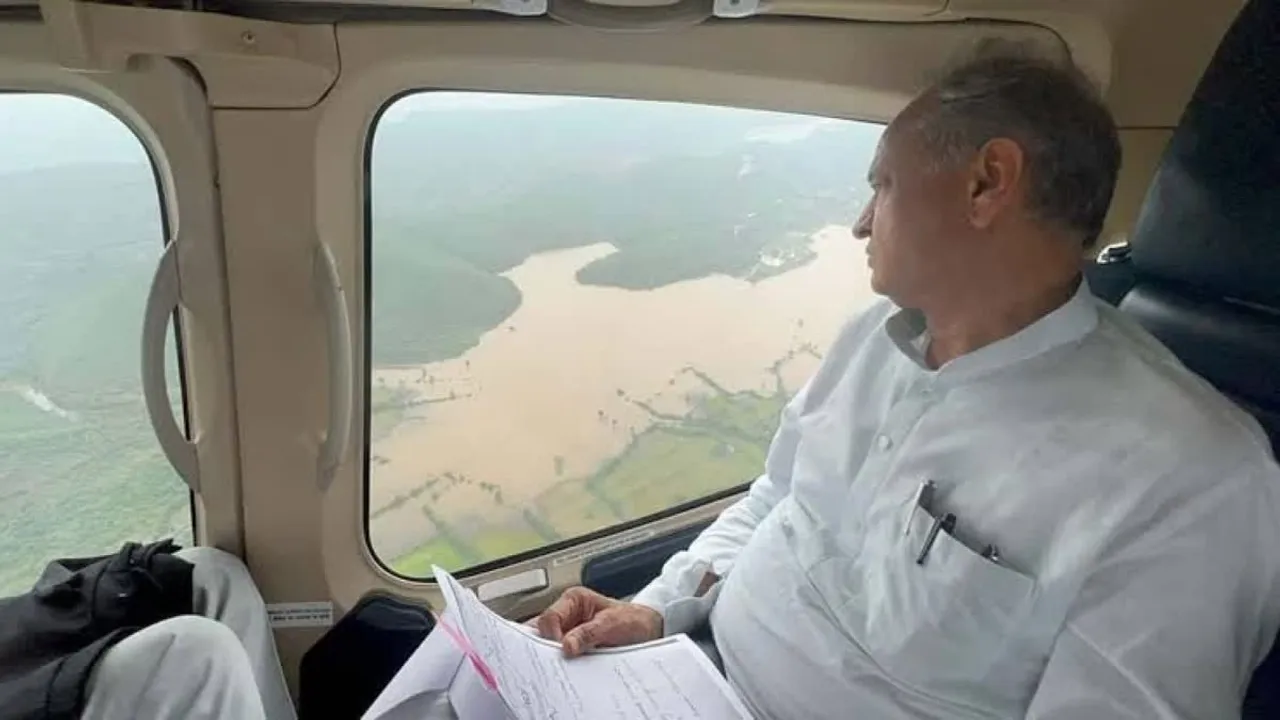 Ashok Gehlot conducts aerial survey of 3 rain-affected districts