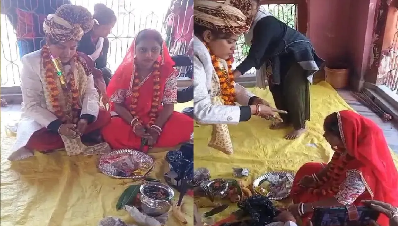 Lesbian couple ties the knot at temple in Uttar Pradesh's Deoria   The couple hailing from South 24 Parganas in West Bengal are working as DJs in Deoria and fell in love with each other during work. The lesbian couple married at the Bhagada Bhavani temple of Majhauliraj in Deoria district on Monday after they were denied permission at the Dirgeshwarnath temple