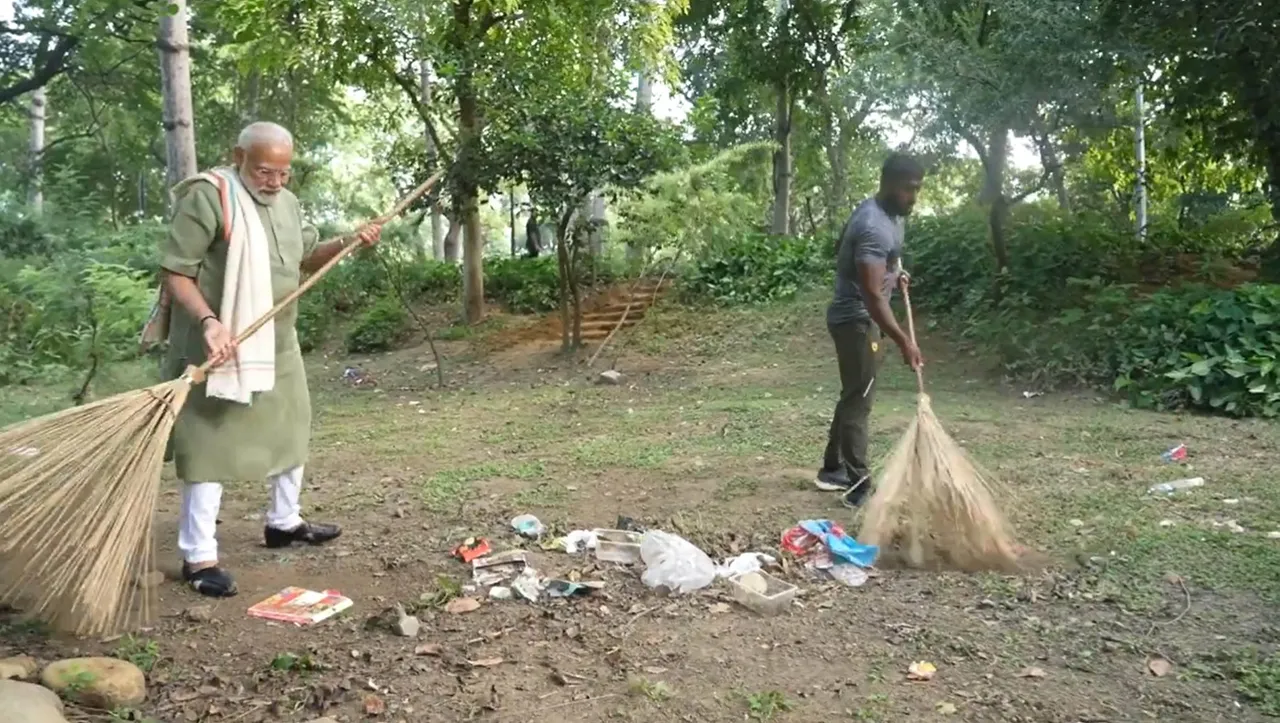 PM Modi pitches for blending well-being and health in cleanliness drive, people from across country participate