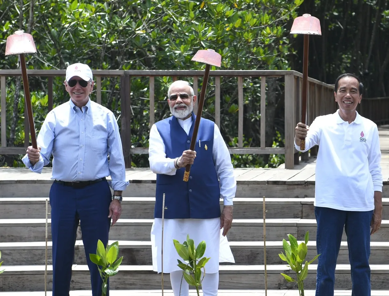 G20 Summit: PM Modi plants mangroves with world leaders in Bali