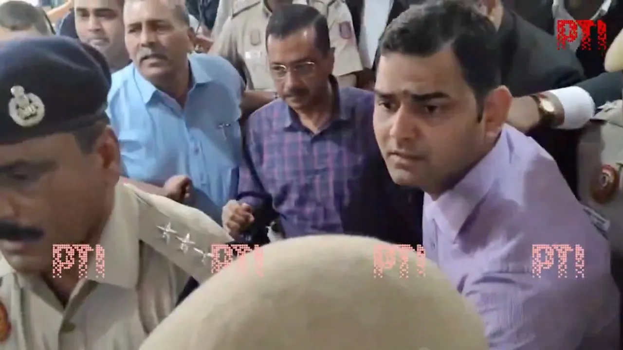 ED team reaches Arvind Kejriwal's residence with top police officials