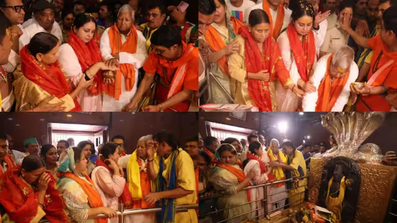 Lalu, Rabri, Misa Bharti, Rohini Acharya visit Saran's famous Hariharnath temple