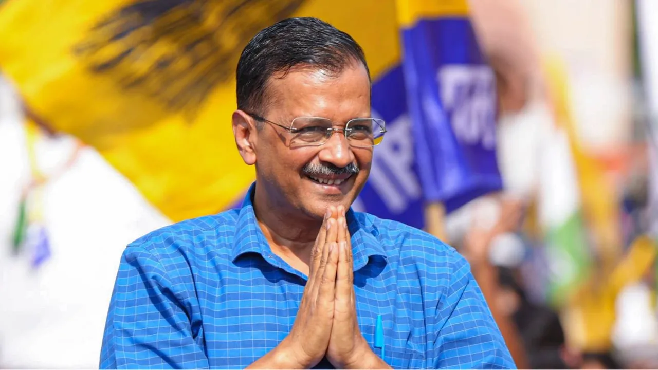 Delhi Chief Minister and AAP Supremo Arvind Kejriwal during a rally in support of party candidate Sushil Gupta for Lok Sabha elections, in Kurukshetra, Haryana