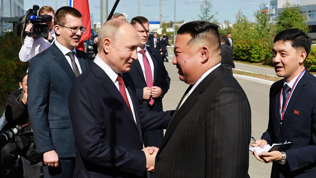 Vladimir Putin and Kim JOng Un Rocket launch centre.jpg