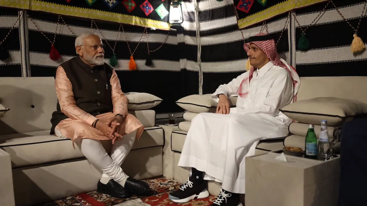 Narendra Modi and Sheikh Mohammed bin Abdulrahman Al Thani