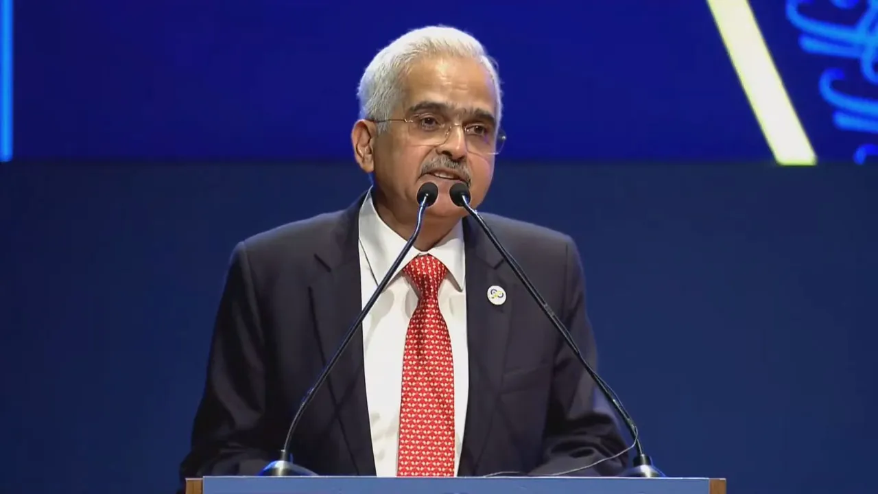 Reserve Bank Governor Shaktikanta Das speaking at an event to mark the 90th anniversary of the RBI