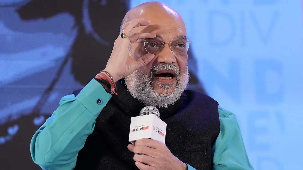 Amit Shah speaks during the ET Now Global Business Summit, in New Delhi, Saturday, Feb. 10, 2024.