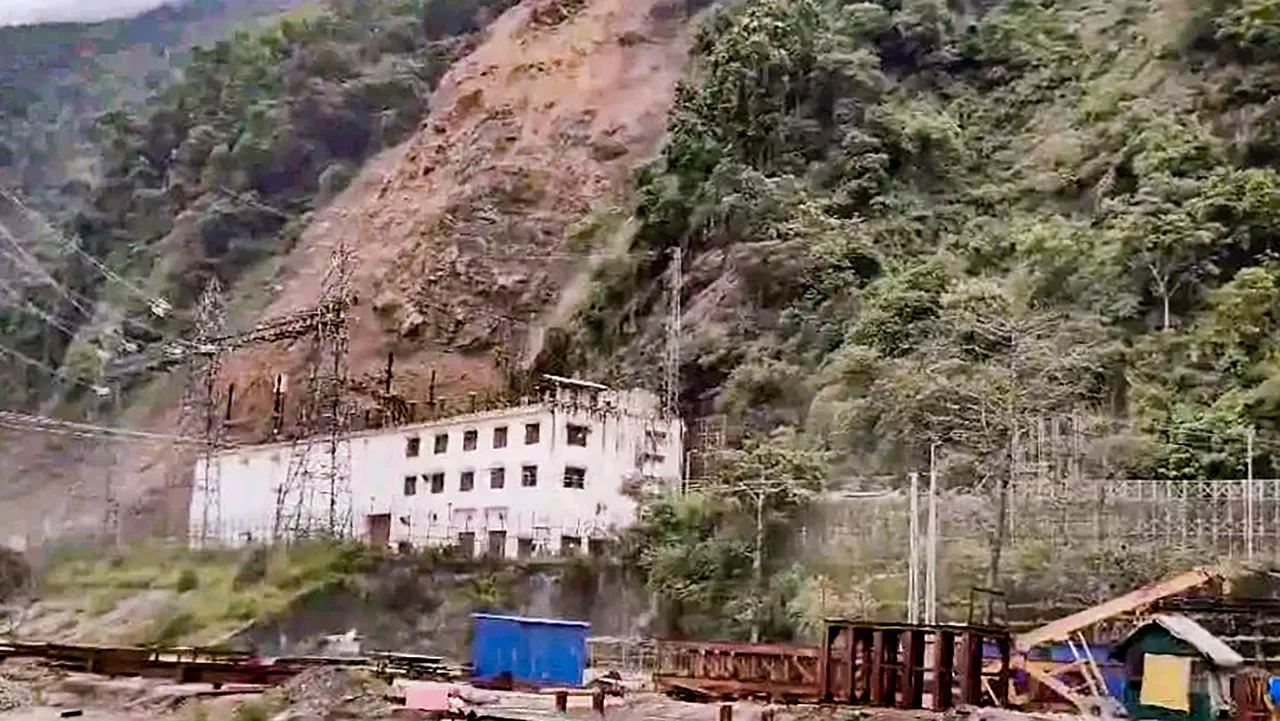 An affected area during a landslide, at Dipu Dara near Singtam in Gangtok district, Tuesday, Aug. 20, 2024.