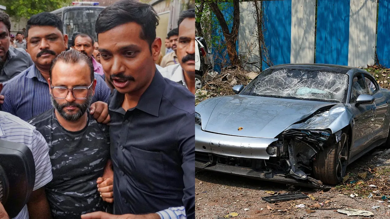 Builder Vishal Agarwal is brought at Pune Police Commissioner's office after his arrest, in Pune, Tuesday, May 21, 2024