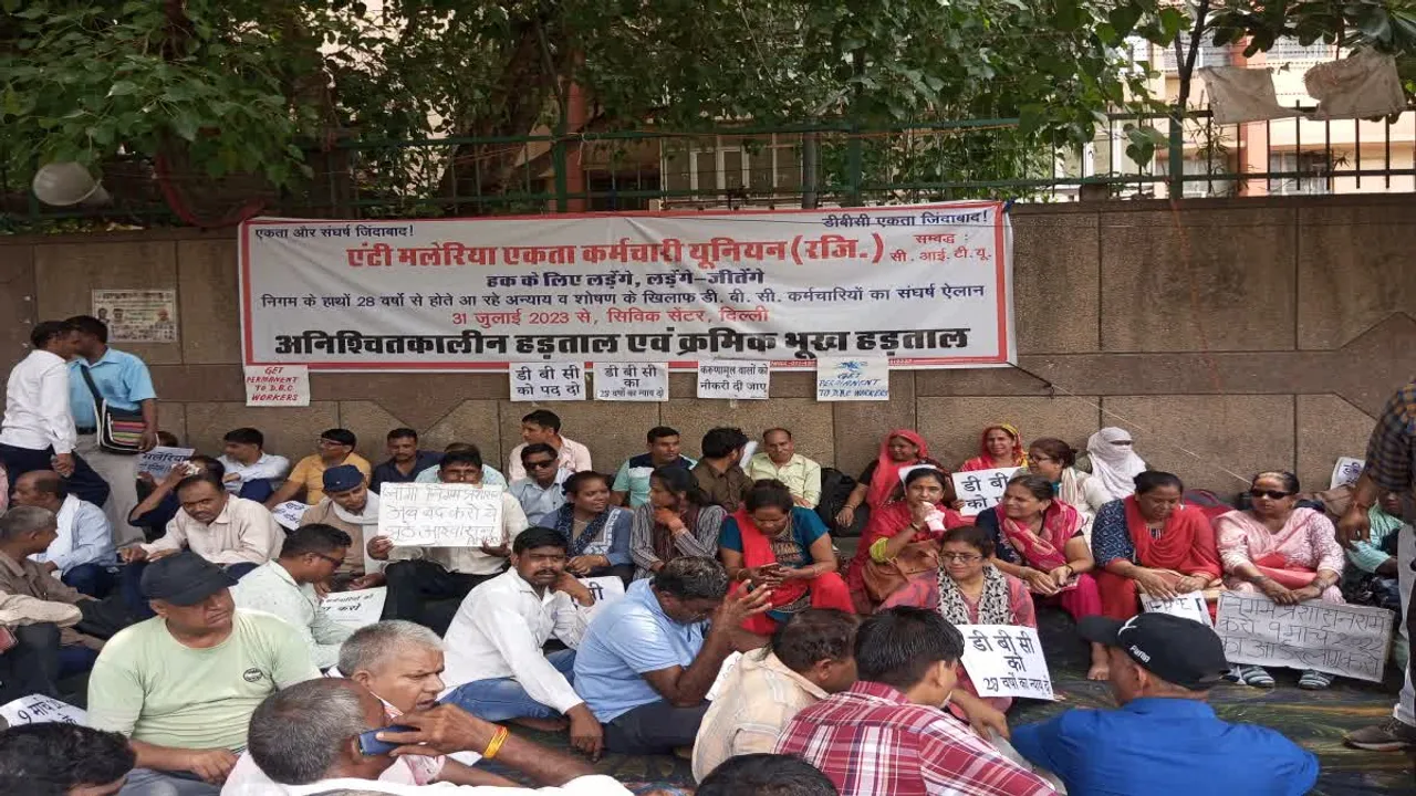 DBC employees demanding regularisation stage protest outside Delhi CM's house