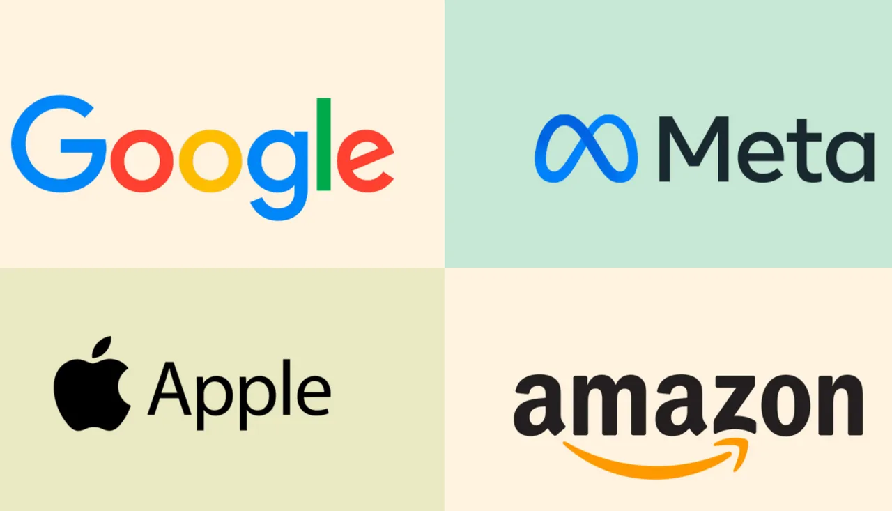 Apple, Amazon, Google and Meta logos