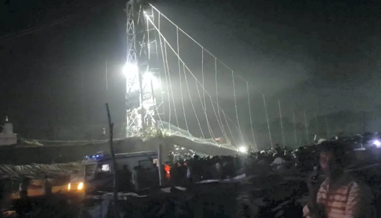 Hanging bridge collapse in Morbi Gujarat