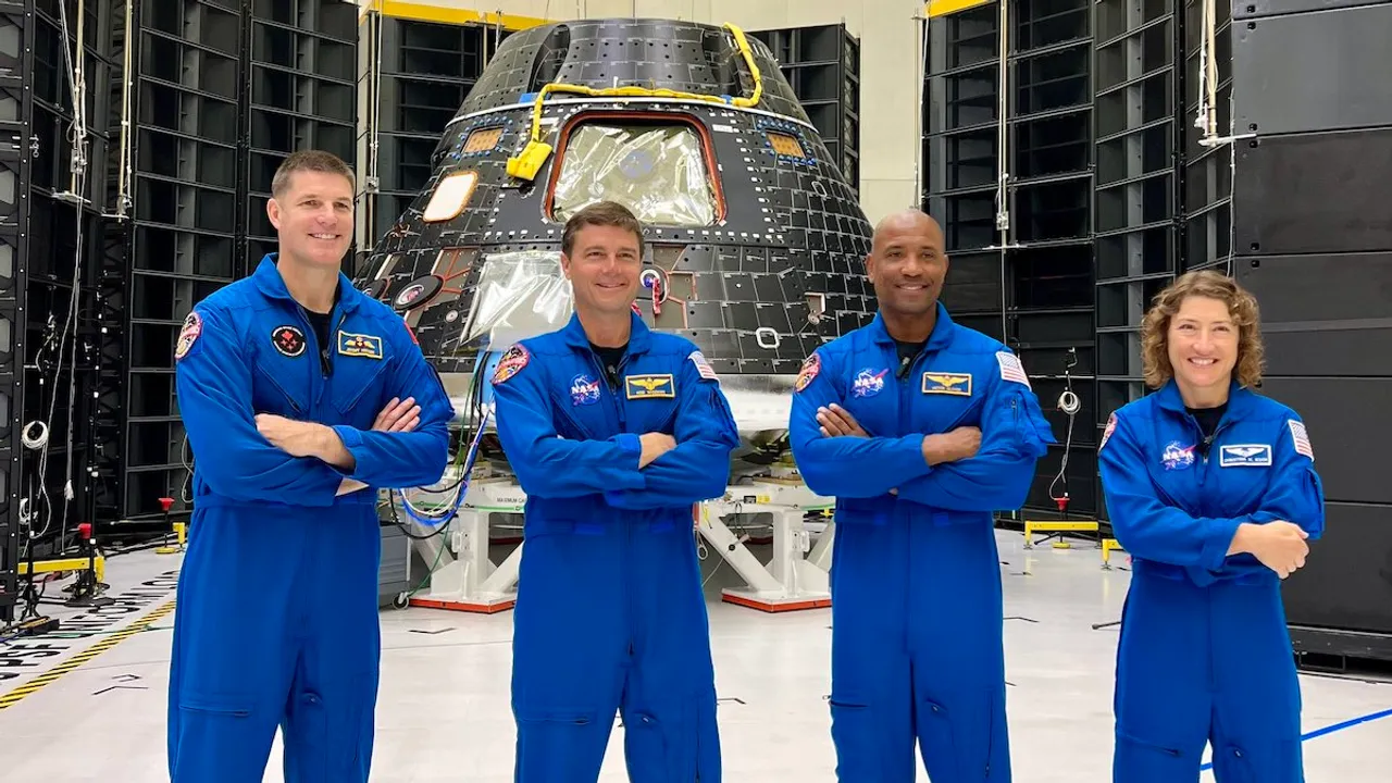 NASA’s Artemis II crew visited Kennedy on Tuesday, August 8, to get their first look at the NASA Orion spacecraft that will fly them around the Moon