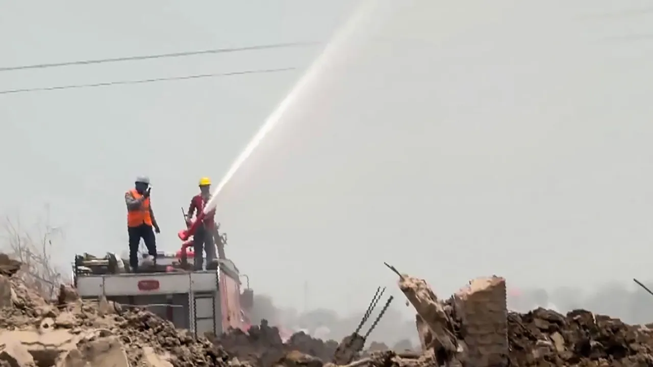 Rescue operation underway after a blast occured at an explosive manufacturing factory, in Chhattisgarh's Bemetara district, Saturday, May 25, 2024