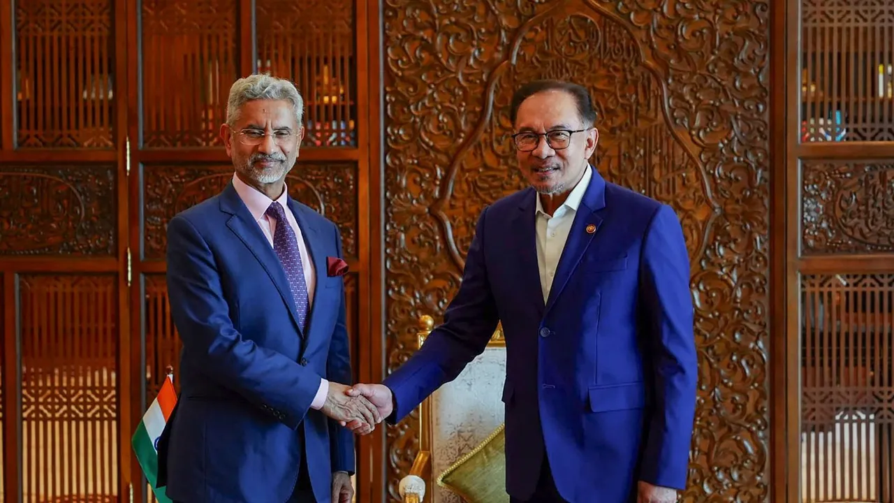 Union External Affairs Minister S Jaishankar with Malaysian Prime Minister Anwar Ibrahim during a meeting