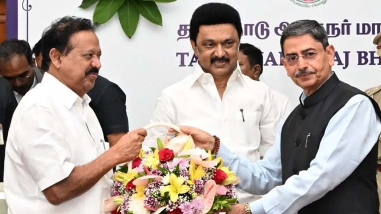 Senior DMK leader K Ponmudy was  sworn in as Minister by Tamil Nadu Governor RN Ravi on Friday