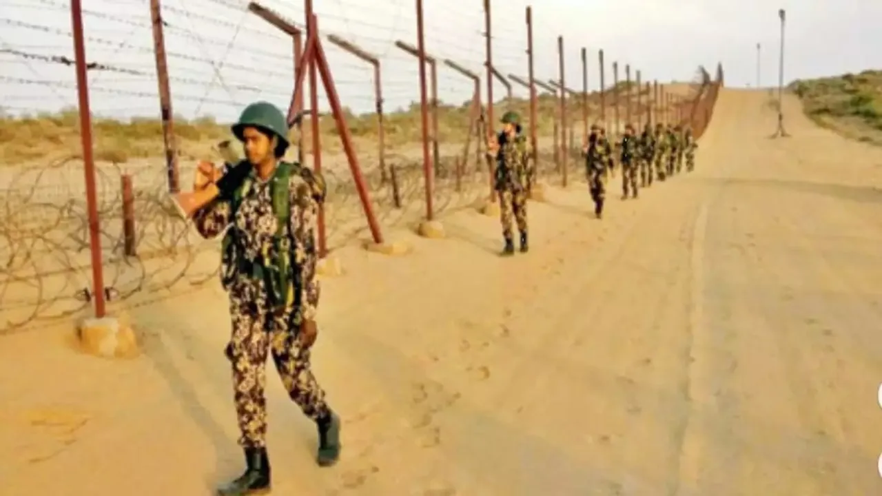 BSF women personnel patrolling at the border in rajasthan