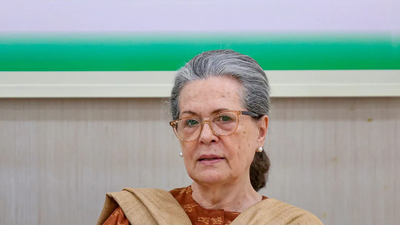 Congress leader Sonia Gandhi during the Congress Central Election Committee (CEC) meeting for the upcoming Lok Sabha elections, at AICC headquarters in New Delhi