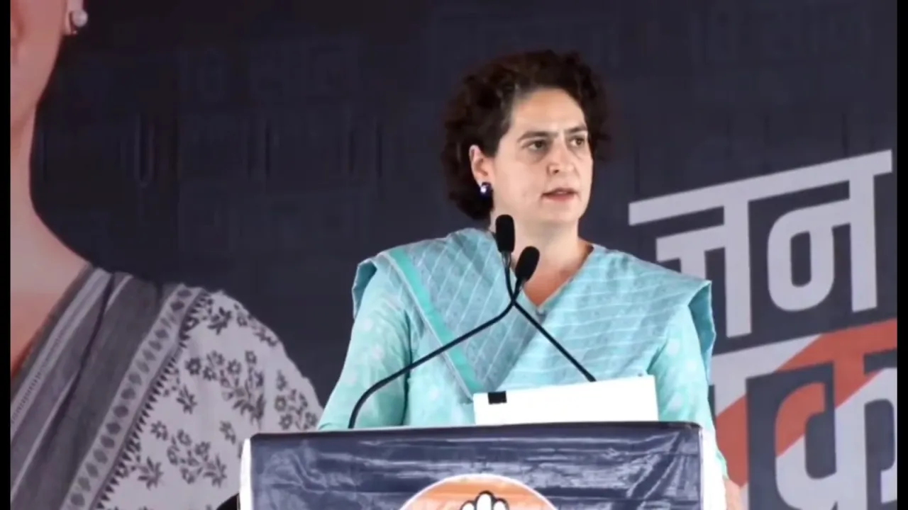 Congress general secretary Priyanka Gandhi Vadra in Dhar, Madhya Pradesh