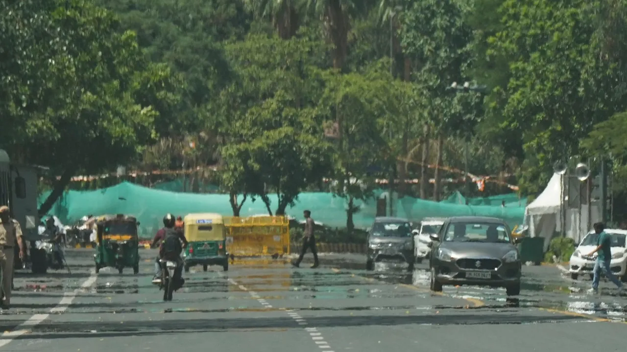  Mirage appears on a road amid heatwave, in New Delhi