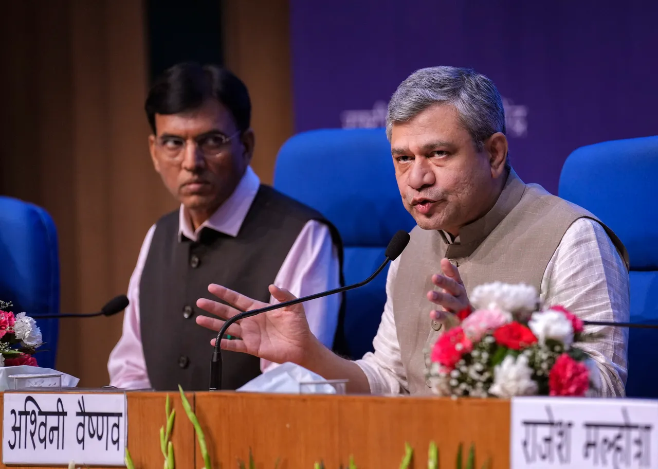 Union Minister Ashwini Vaishnaw with Mansukh Mandaviya briefs the media on cabinet decisions, in New Delhi