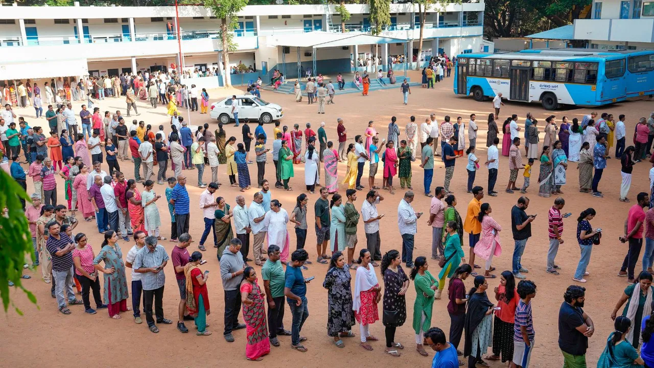 People wait in queues to cast their votes for the 2nd phase of Lok Sabha polls at a polling station at Rajarajeshwari Nagar, in Bengaluru, Friday, April 26, 2024