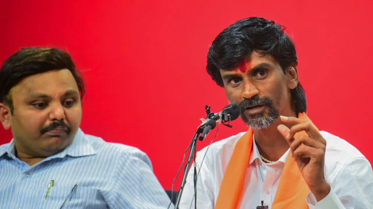 Maratha reservation activist Manoj Jarange Patil speaks during a programme at Pune Union of Working Journalist office, in Pune, Wednesday, Jan. 31, 2024.