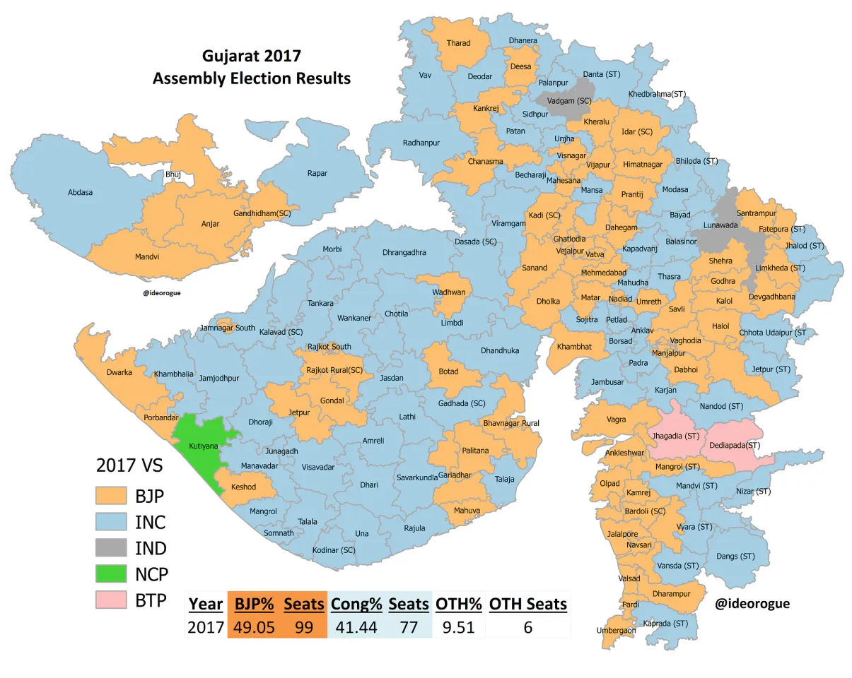Gujarat Assembly Seats Map