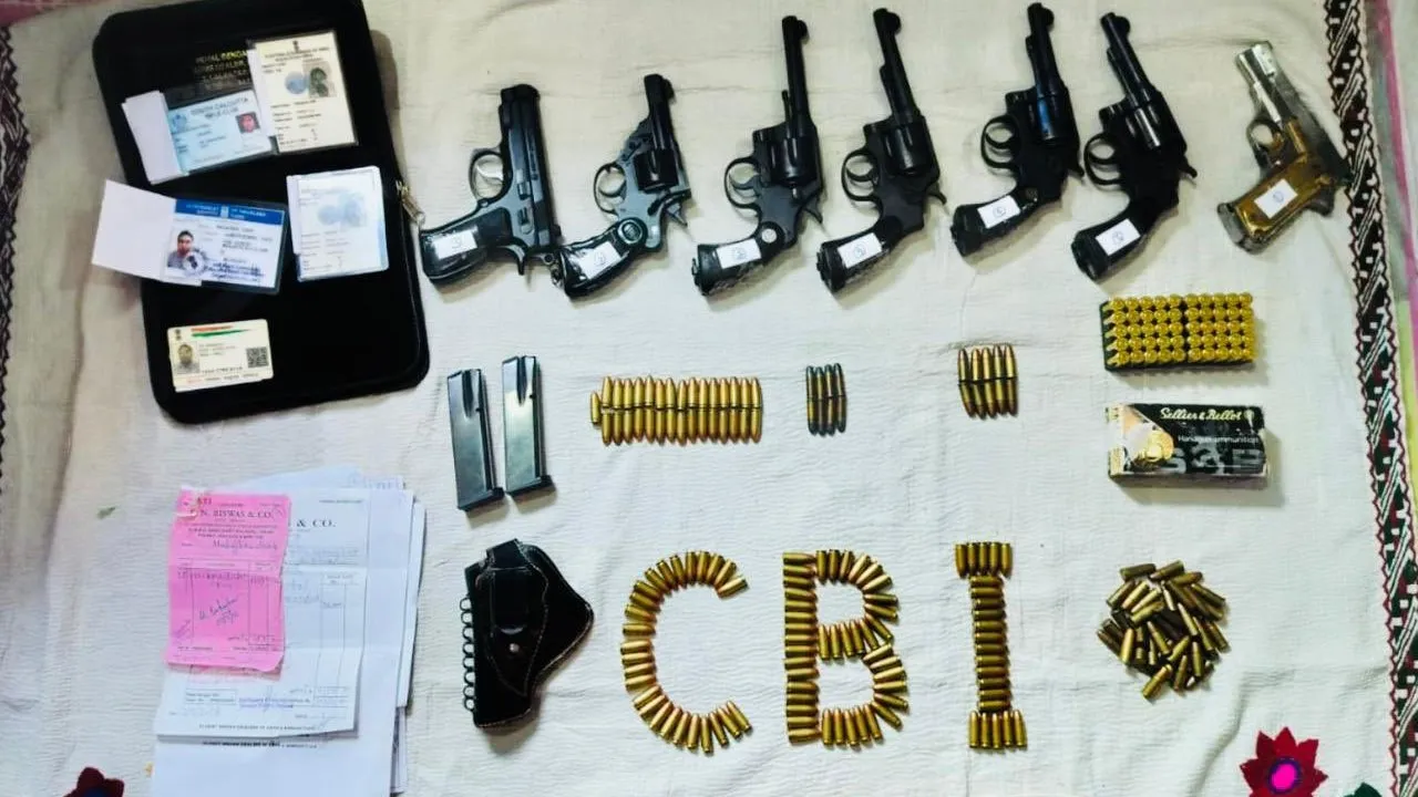 Police revolver, foreign-made guns seized by CBI in Sandeshkhali raids
