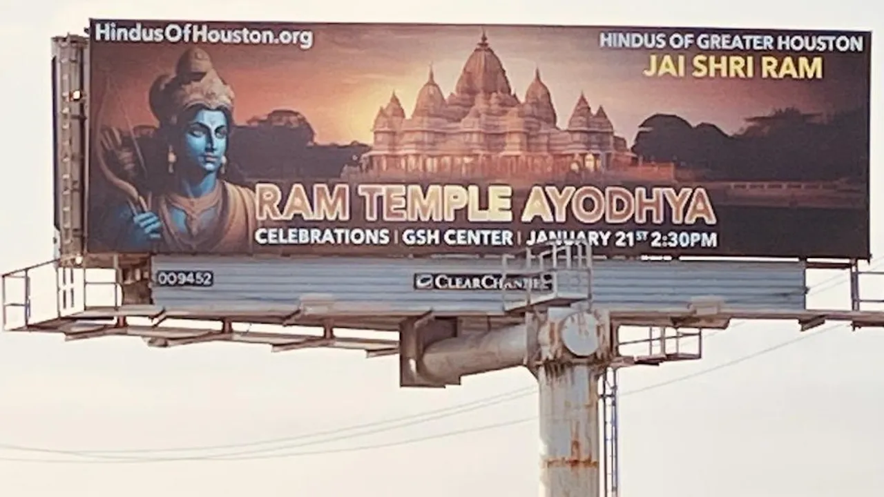 Houston Ayodhya ram temple billboard