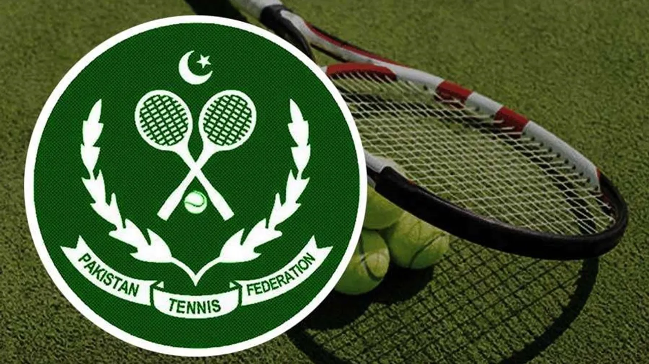 Pakistan Tennis Federation with a tennis racquet and ball