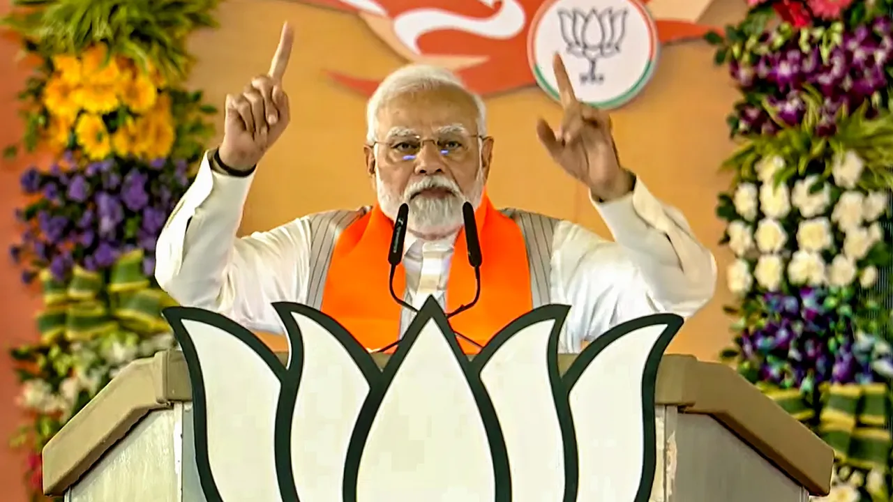 Prime Minister Narendra Modi addresses during BJP's 'Karyakarta Mahakumbh', in Bhopal