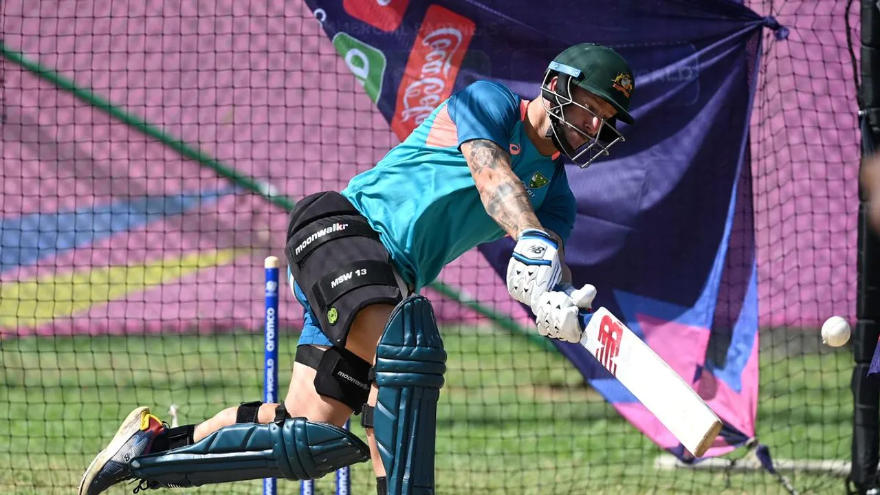 Australia batsman Mathew Wade is seen during a practice session ahead of the ICC Twenty20 World Cup match against Namibia