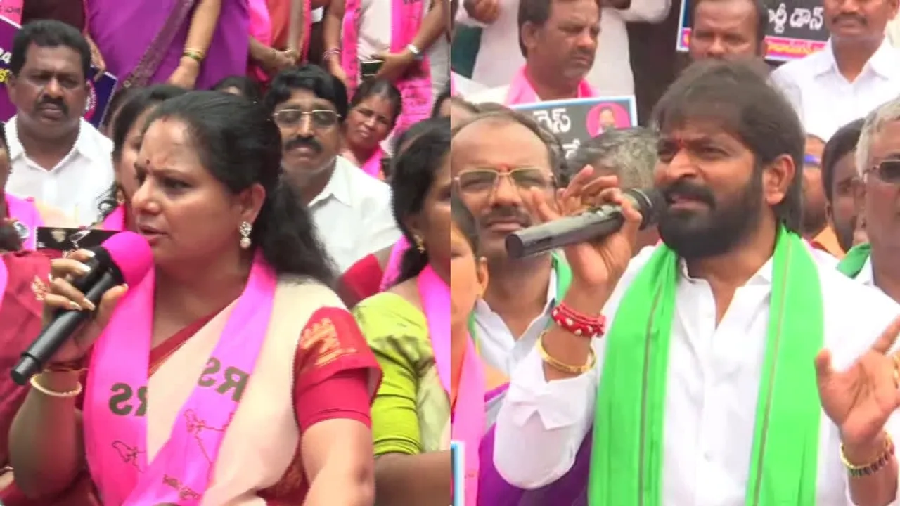 BRS' K Kavitha protests against Revanth Reddy's comments over free power to farmers in Telangana