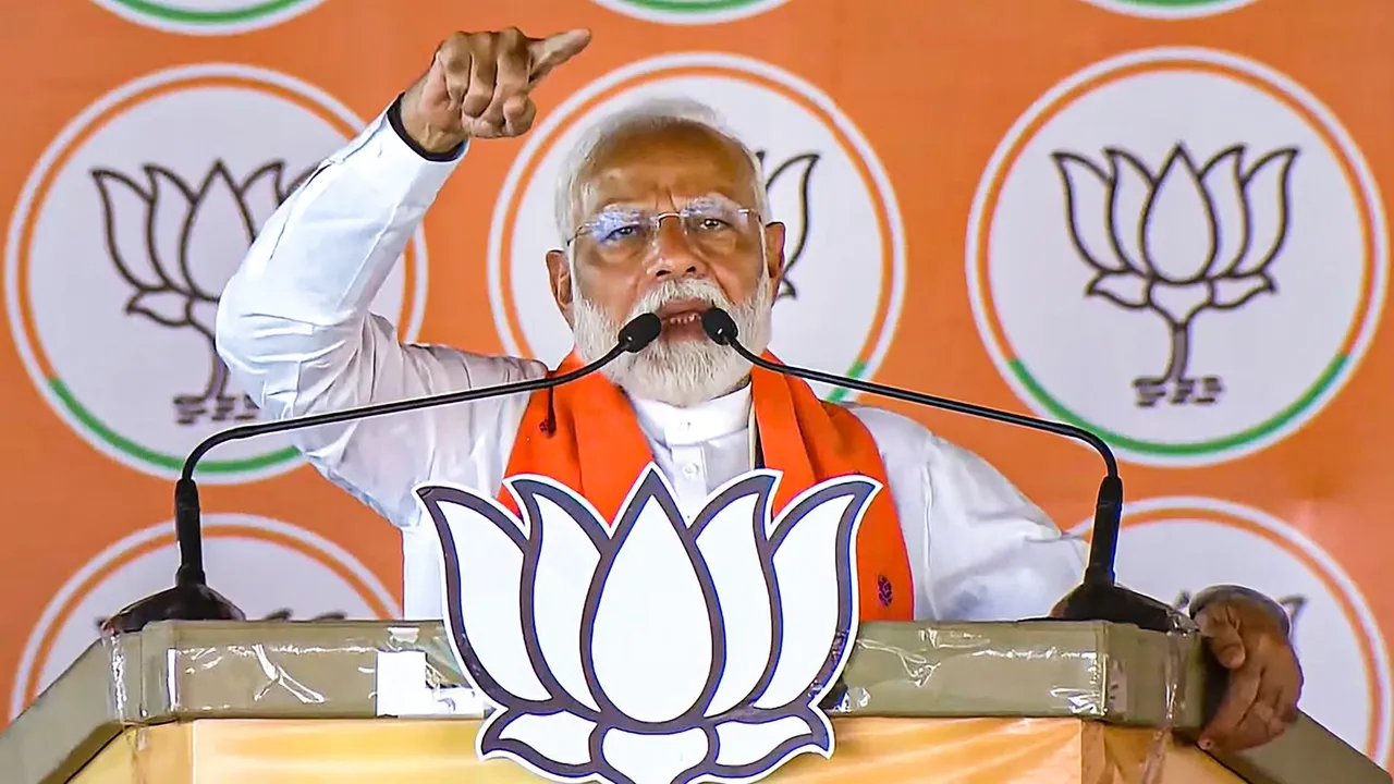 Prime Minister Narendra Modi addresses a public meeting for Lok Sabha elections, in Dumka district, Tuesday, May 28, 2024