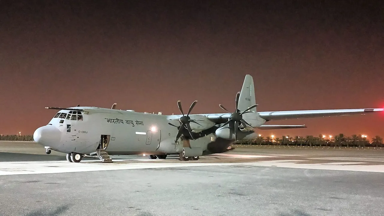 Special IAF aircraft with the mortal remains of 45 Indian victims of the recent fire incident.