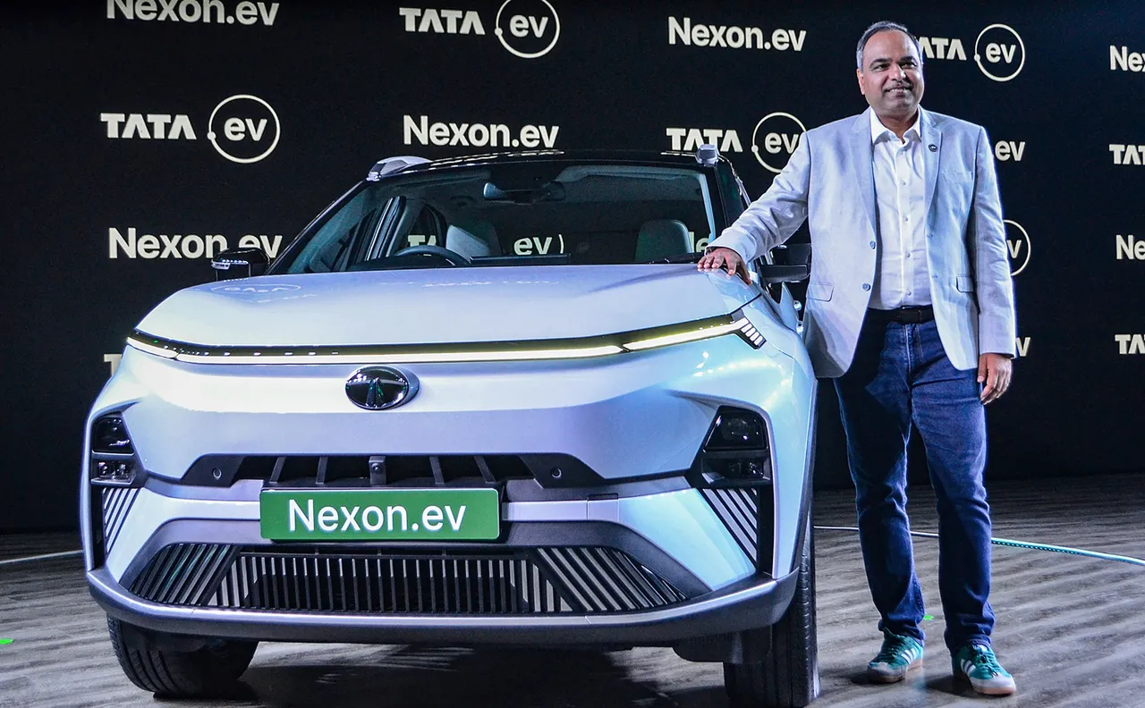 Shailesh Chandra, Managing Director of Tata Motors Passenger Vehicles Ltd and Tata Passenger Electric Mobility Ltd, during the launch of Tata Motors' new SUV Nexon.ev