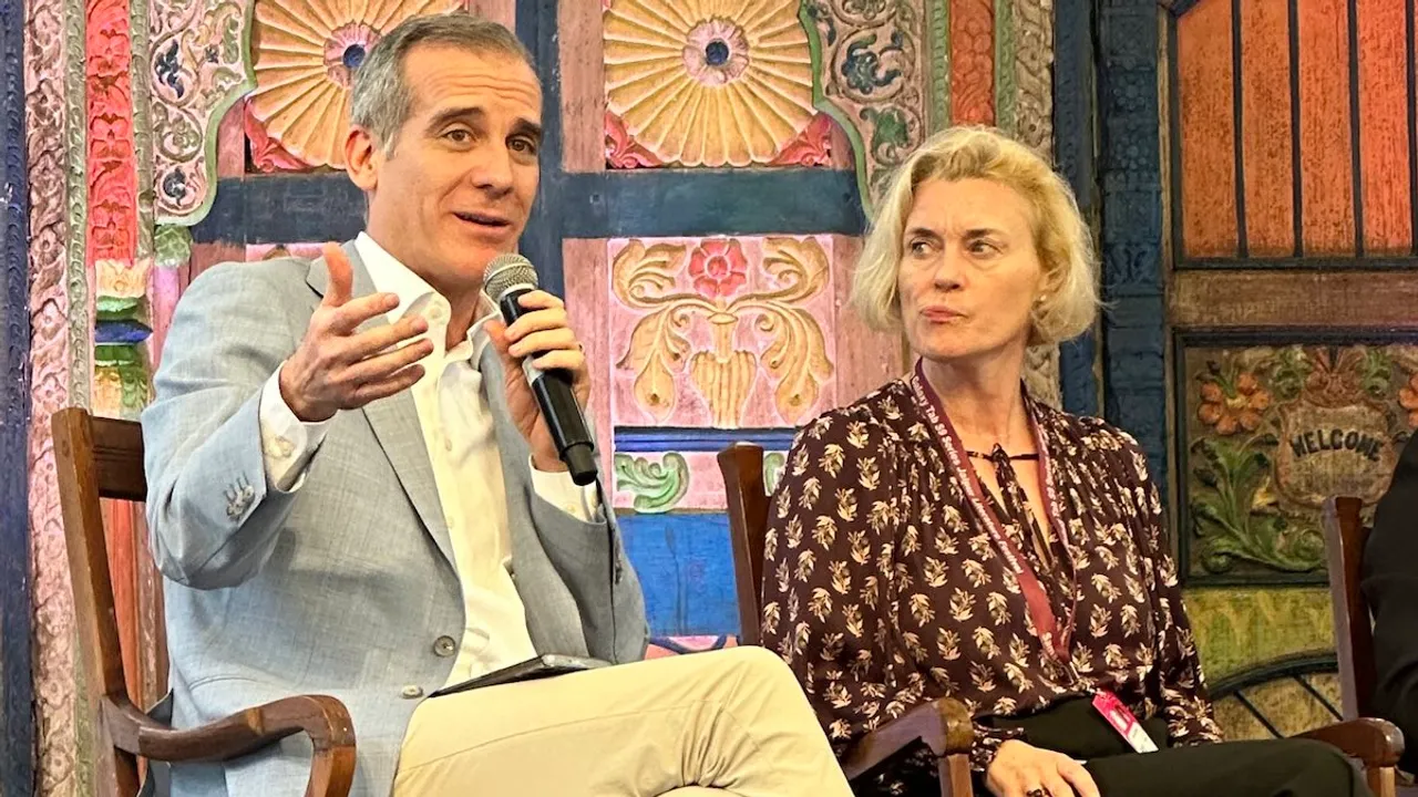 US Ambassador to India Eric Garcetti speaking at the 17th edition of Jaipur Literature Festival (JLF)