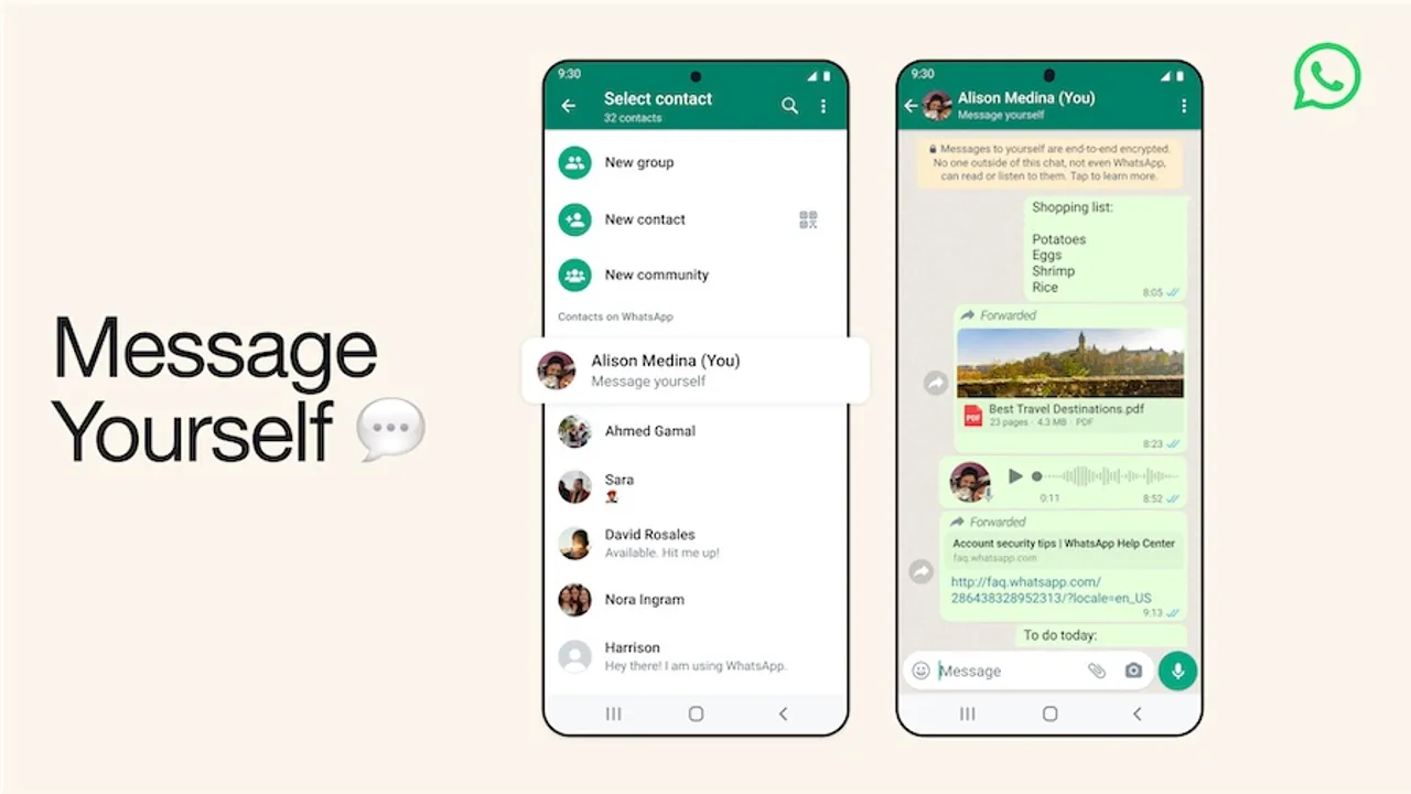 WhatsApp adds “Message Yourself” feature