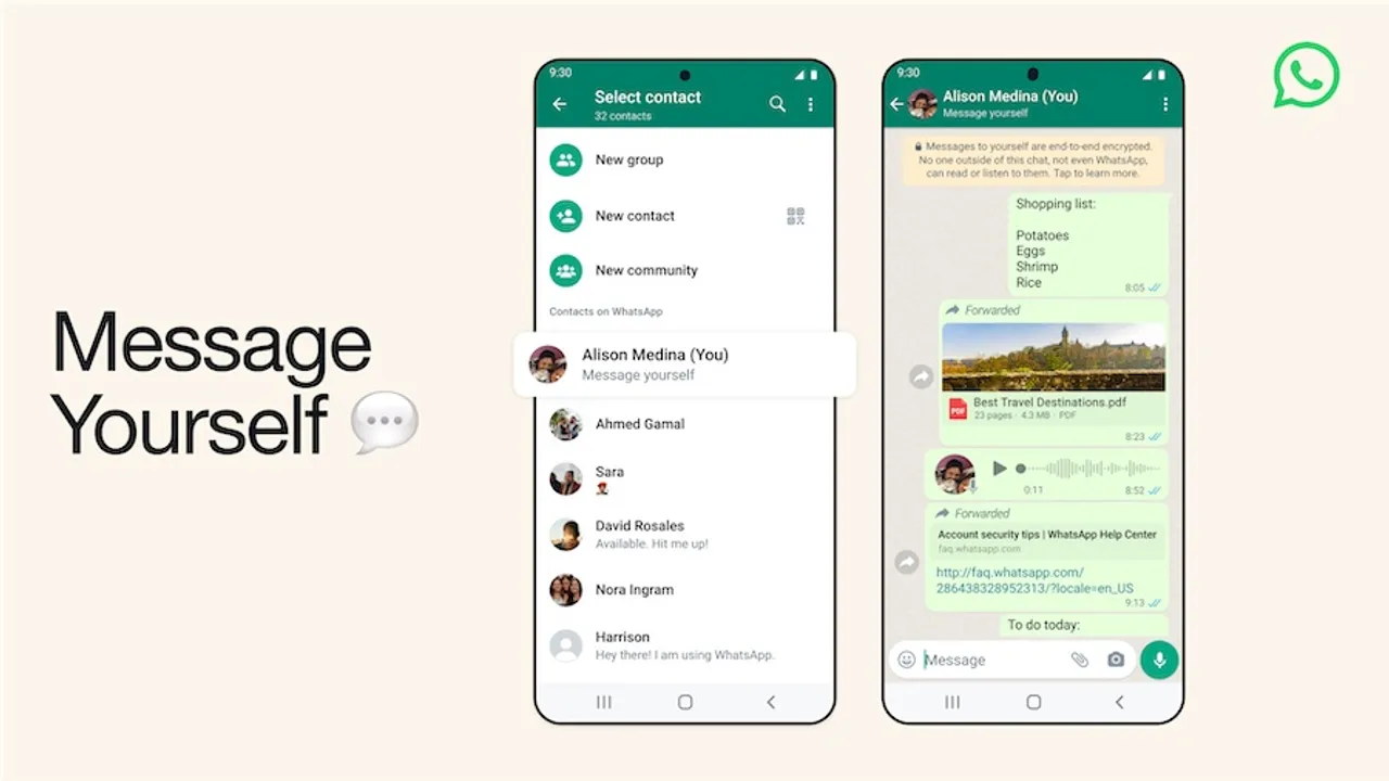 WhatsApp Message Yourself feature