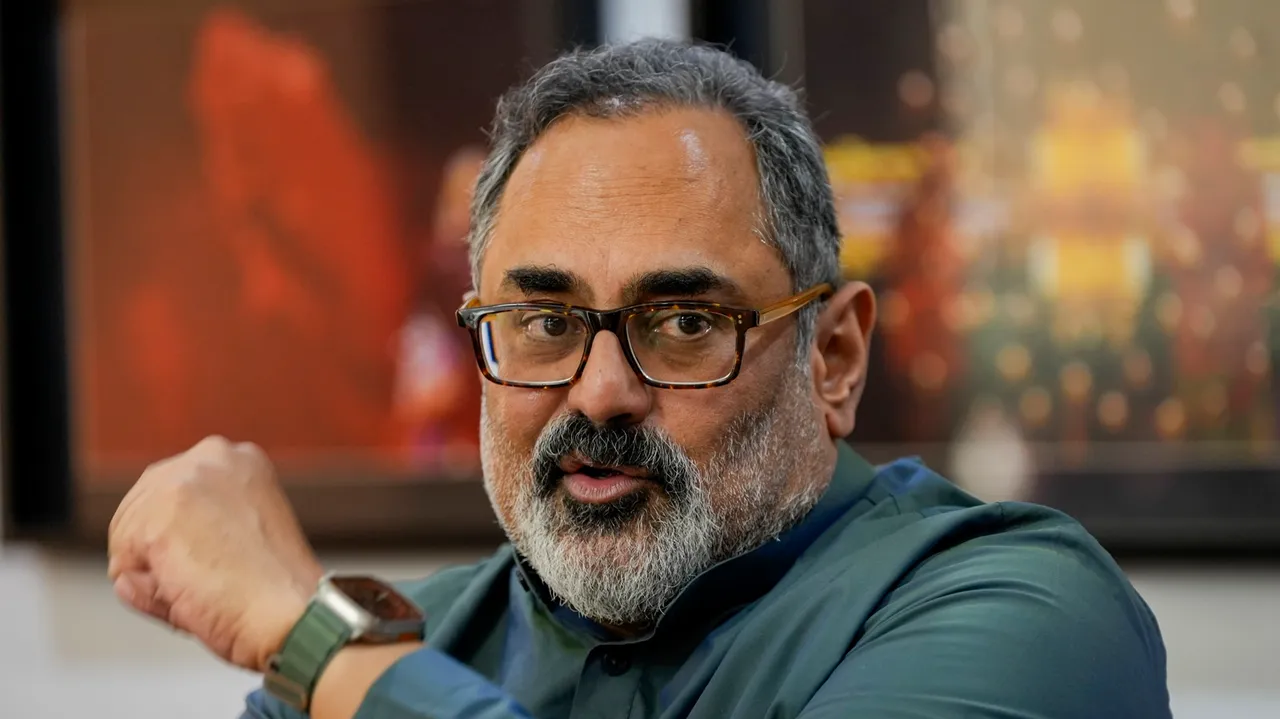 Minister of State for IT and Communication Rajeev Chandrasekhar during an interview with PTI, in New Delhi