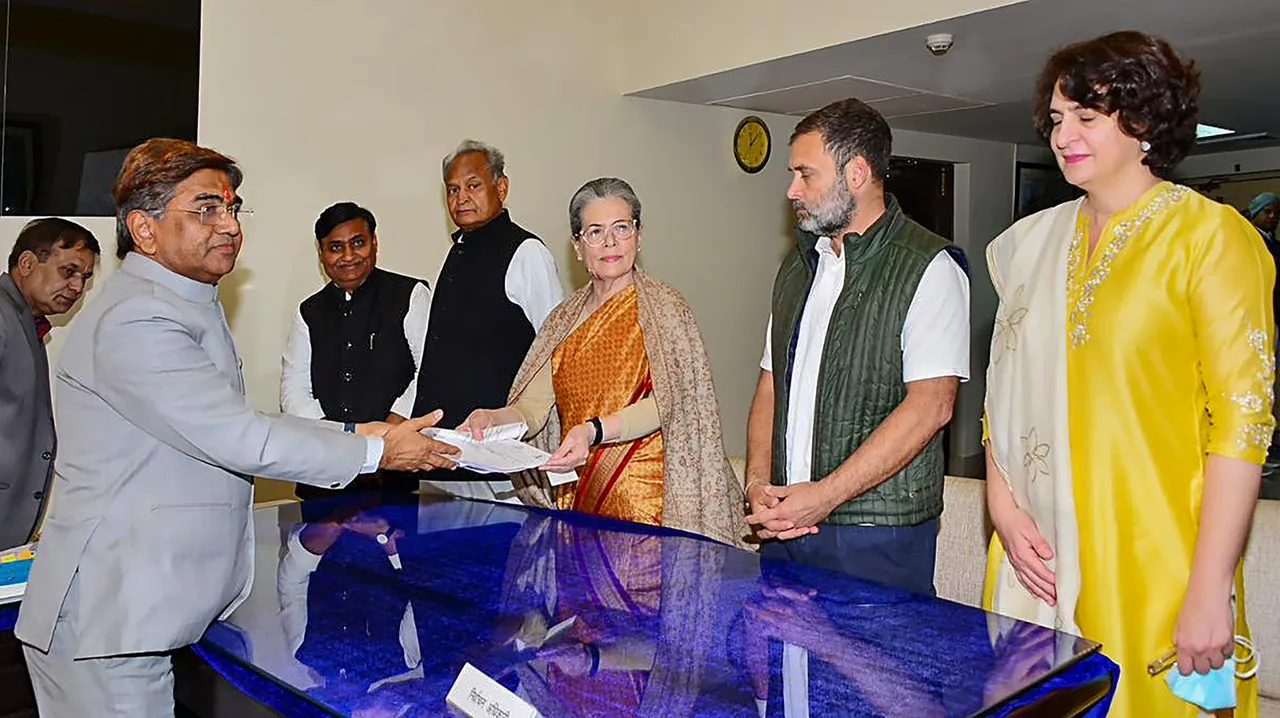 Congress leader Sonia Gandhi files her nomination papers for the upcoming Rajya Sabha polls at Rajasthan Assembly, in Jaipur