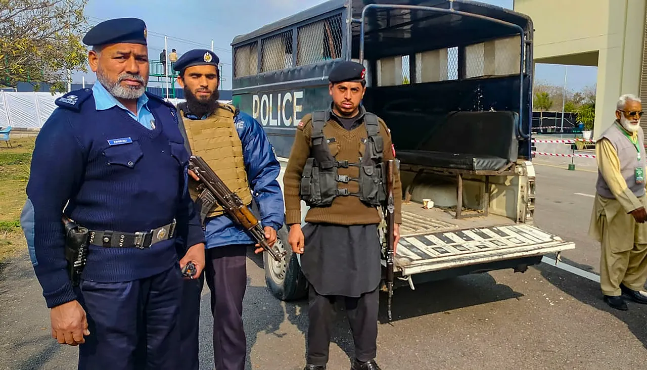 Security personnel at Islamabad Sports Complex ahead of the Davis Cup 2024 tie between India and Pakistan