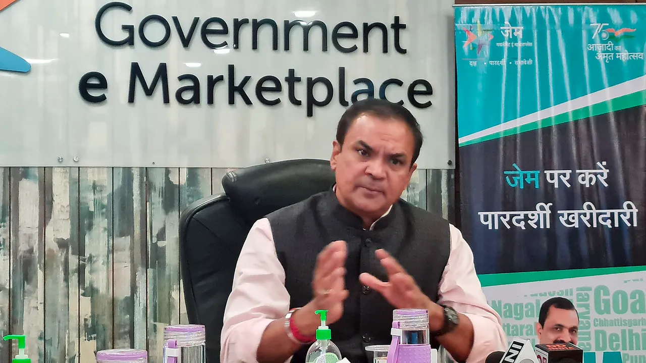 CEO Government e-Marketplace (GeM) PK Singh addresses the media on performance of CPSEs on GeM platform