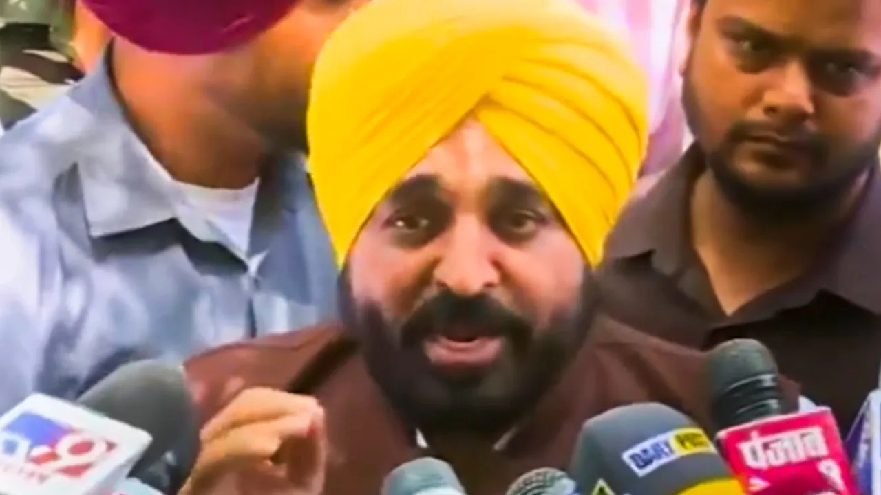 Punjab Chief Minister and AAP leader Bhagwant Mann addresses the media after meeting Delhi Chief Minister Arvind Kejriwal at Tihar Jail, in New Delhi, Tuesday, April 30, 2024