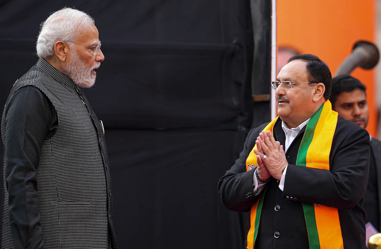 PM Modi and JP Nadda at BJP National Executive meet